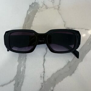 Faux Prada Black Rectangular Sunglasses